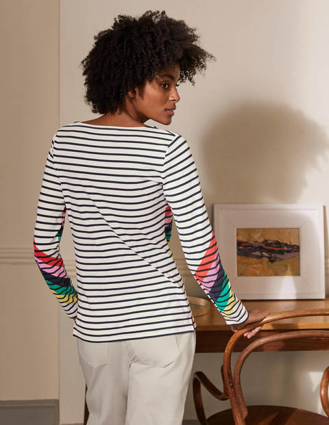 Langärmliges Bretonshirt - Regenbogen, Platzierte Bretonstreifen Langärmliges Bretonshirt - Regenbogen, Platzierte Bretonstreifen