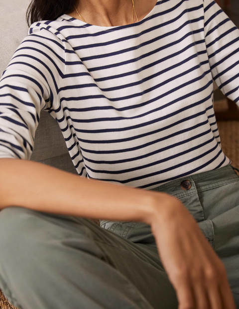 Langärmliges Bretonshirt - Naturweiß/Navy Langärmliges Bretonshirt - Naturweiß/Navy