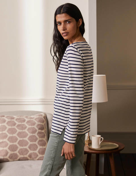 Langärmliges Bretonshirt - Naturweiß/Navy Langärmliges Bretonshirt - Naturweiß/Navy