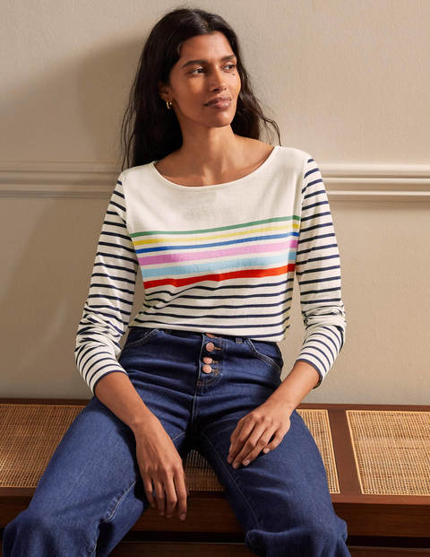 Long Sleeve Breton Top - Rainbow Chest Placement
