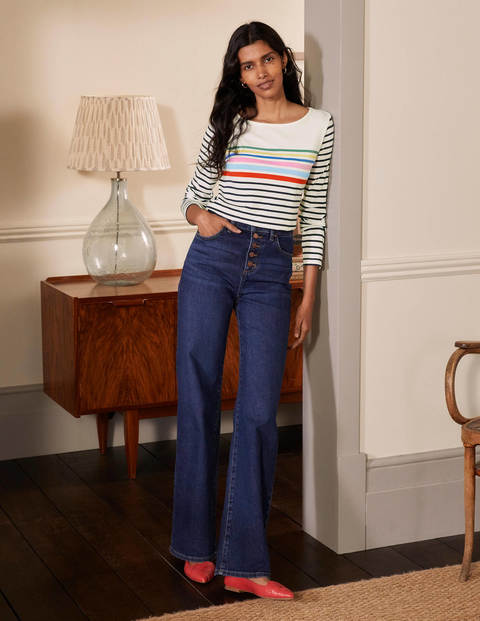 Long Sleeve Breton - Rainbow Chest Placement Long Sleeve Breton - Rainbow Chest Placement