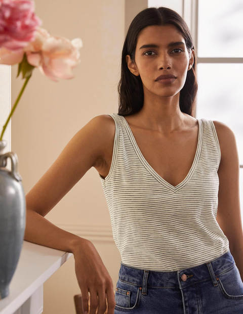 The Cotton Tank - Ivory/Navy The Cotton Tank - Ivory/Navy