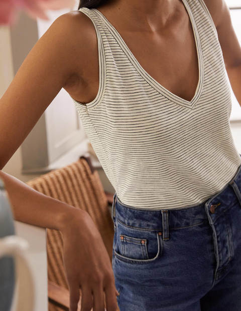The Cotton Tank - Ivory/Navy The Cotton Tank - Ivory/Navy