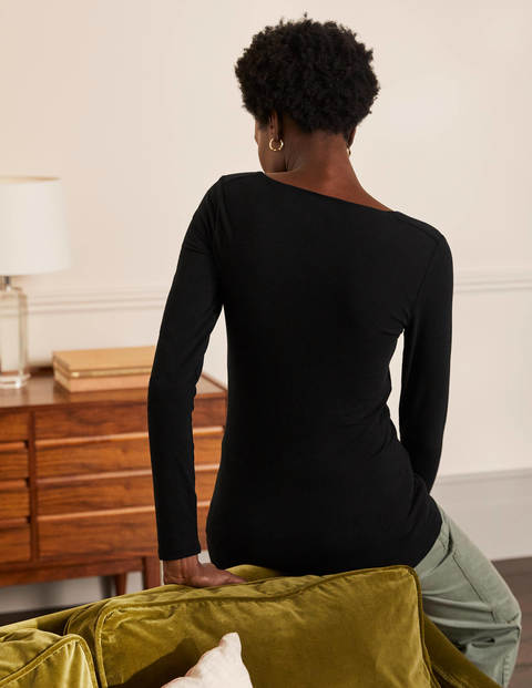 Double Layer V-neck Top - Black Double Layer V-neck Top - Black