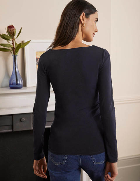 Doppellagiges Oberteil mit V-Ausschnitt - Navy Doppellagiges Oberteil mit V-Ausschnitt - Navy
