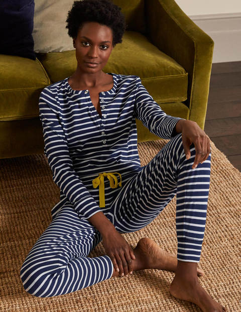 Alba Jersey Pajama Bottoms - Navy and Ivory Stripe Alba Jersey Pajama Bottoms - Navy and Ivory Stripe