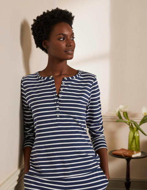 Alba Jersey Pyjama Top - Navy and Ivory Stripe Alba Jersey Pyjama Top - Navy and Ivory Stripe