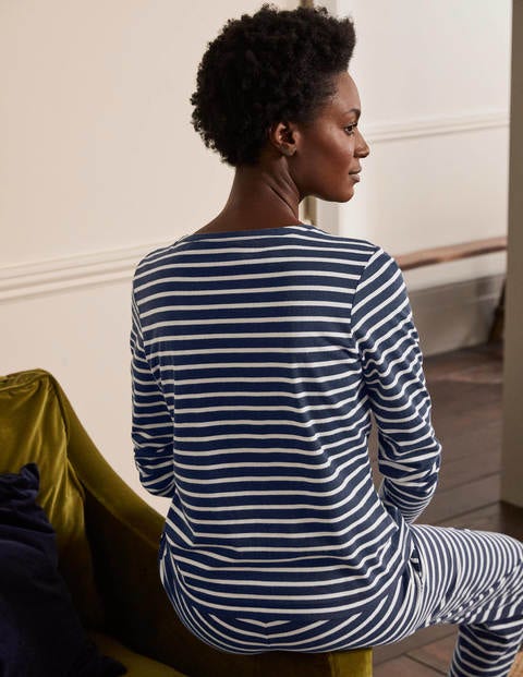 Alba Jersey Pyjama Top - Navy and Ivory Stripe Alba Jersey Pyjama Top - Navy and Ivory Stripe