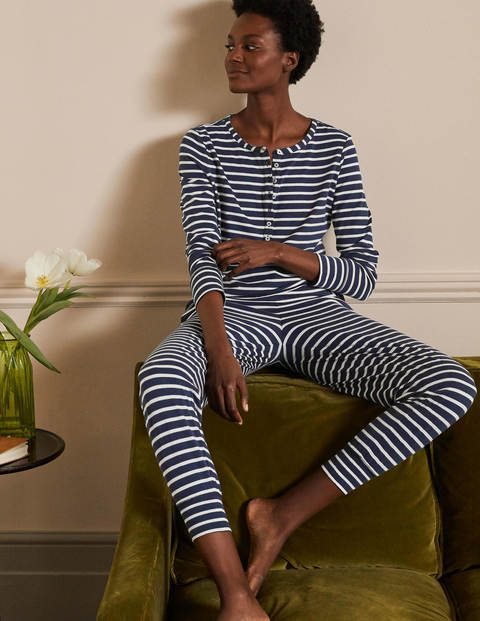Alba Jersey Pyjama Top - Navy and Ivory Stripe Alba Jersey Pyjama Top - Navy and Ivory Stripe