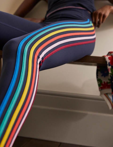Jessica Active Leggings - Navy, Multi Side Stripe Jessica Active Leggings - Navy, Multi Side Stripe