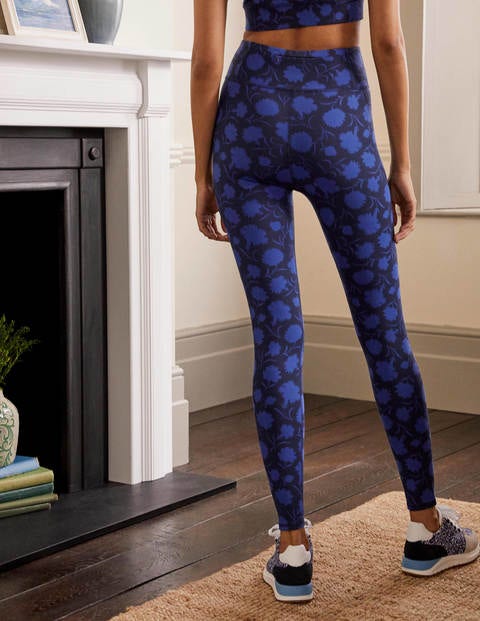 Jessica Active Leggings - Persian Blue, Leafy Bud Jessica Active Leggings - Persian Blue, Leafy Bud