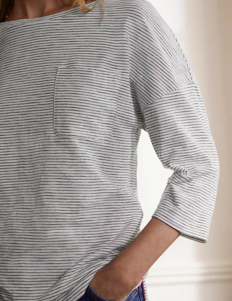 The Cotton Boxy Boatneck Tee - Ivory/Navy The Cotton Boxy Boatneck Tee - Ivory/Navy