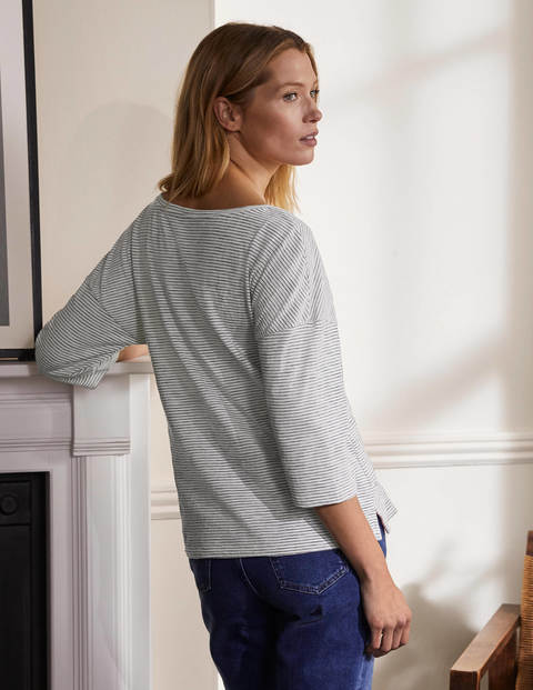 The Cotton Boxy Boatneck Tee - Ivory/Navy The Cotton Boxy Boatneck Tee - Ivory/Navy