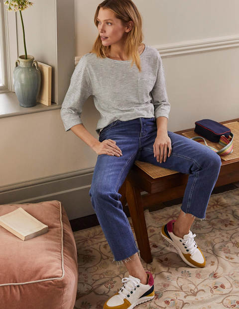 The Cotton Boxy Boatneck Tee - Ivory/Navy The Cotton Boxy Boatneck Tee - Ivory/Navy
