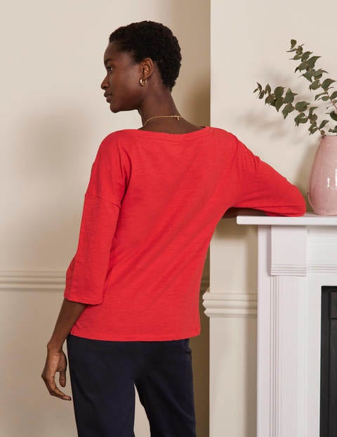 The Cotton Boxy Boatneck Tee - Cherry Red The Cotton Boxy Boatneck Tee - Cherry Red