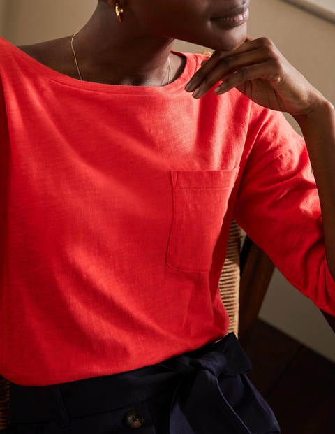 The Cotton Boxy Boatneck Tee - Cherry Red The Cotton Boxy Boatneck Tee - Cherry Red