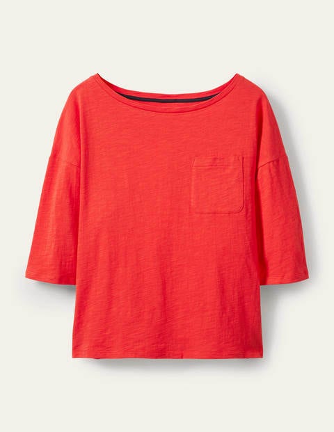 The Cotton Boxy Boatneck Tee - Cherry Red The Cotton Boxy Boatneck Tee - Cherry Red