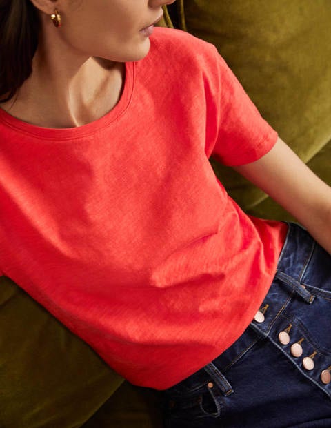 Das Boyfriend-T-Shirt aus Baumwolle - Kirschrot Das Boyfriend-T-Shirt aus Baumwolle - Kirschrot