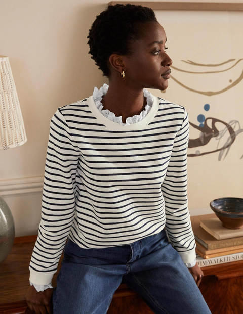Holly Jersey Sweatshirt - Ivory/ Navy Holly Jersey Sweatshirt - Ivory/ Navy