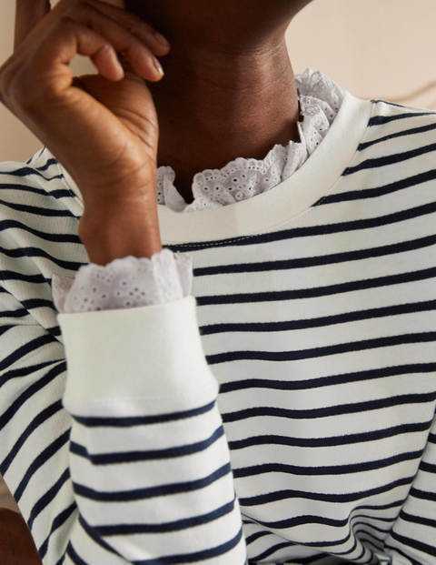 Holly Jersey Sweatshirt - Ivory/ Navy Holly Jersey Sweatshirt - Ivory/ Navy