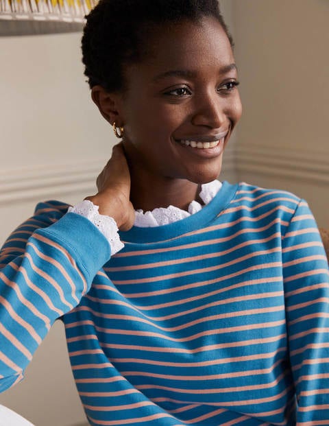 Holly Jersey Sweatshirt - School House Blue/ Chalky Pink Holly Jersey Sweatshirt - School House Blue/ Chalky Pink