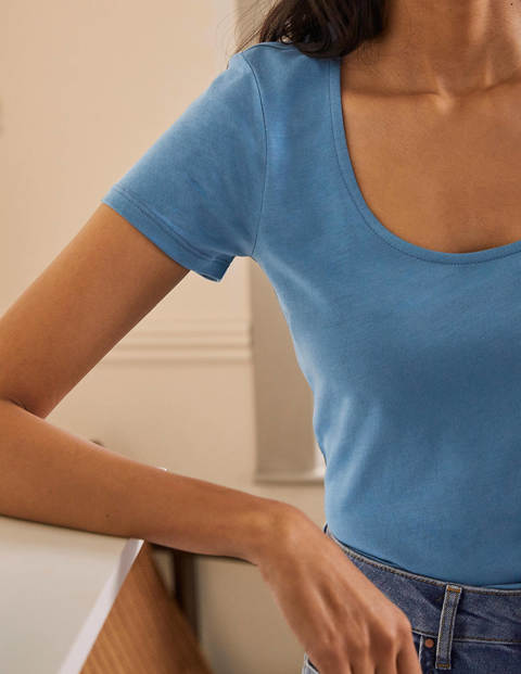 Superweiches T-shirt mit Rundhalsausschnitt - Azurblau Superweiches T-shirt mit Rundhalsausschnitt - Azurblau