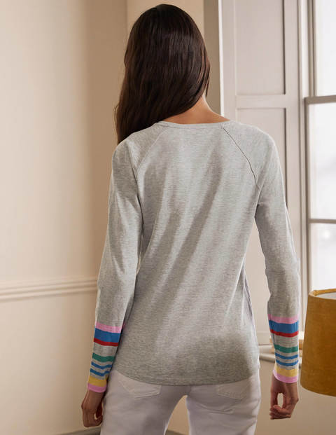 Lorna Baseball Jersey Tee - Cherry Blossom and Grey Cuff Lorna Baseball Jersey Tee - Cherry Blossom and Grey Cuff