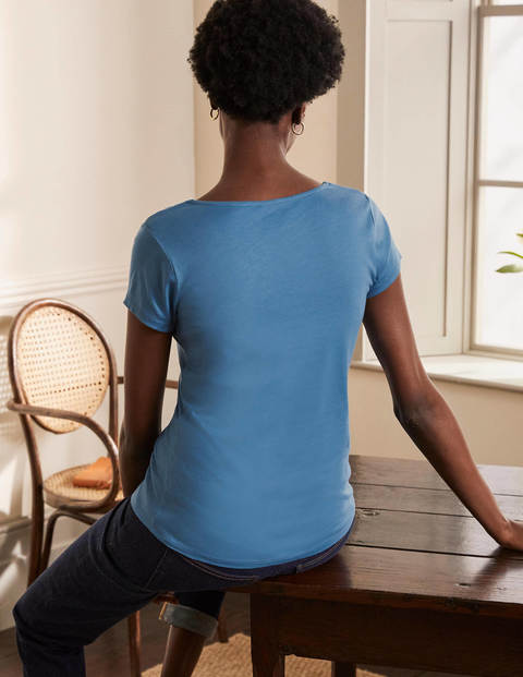 Supersoft Ruched V-neck Tee - Azure Supersoft Ruched V-neck Tee - Azure