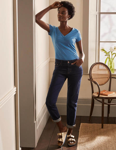 Supersoft Ruched V-neck Tee - Azure Supersoft Ruched V-neck Tee - Azure