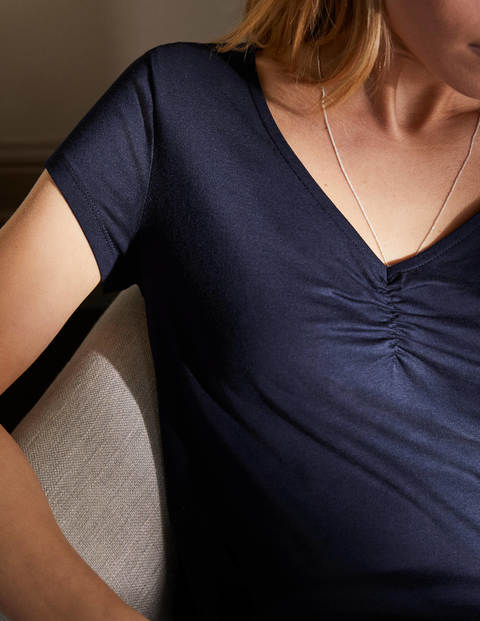 Supersoft Ruched V-neck Tee - Navy Supersoft Ruched V-neck Tee - Navy