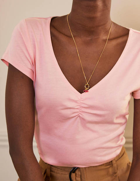 Supersoft Ruched V-neck Tee - Formica Pink Supersoft Ruched V-neck Tee - Formica Pink