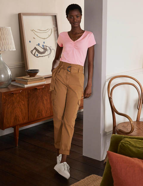 Supersoft Ruched V-neck Tee - Formica Pink Supersoft Ruched V-neck Tee - Formica Pink