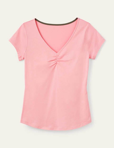 Supersoft Ruched V-neck Tee - Formica Pink Supersoft Ruched V-neck Tee - Formica Pink