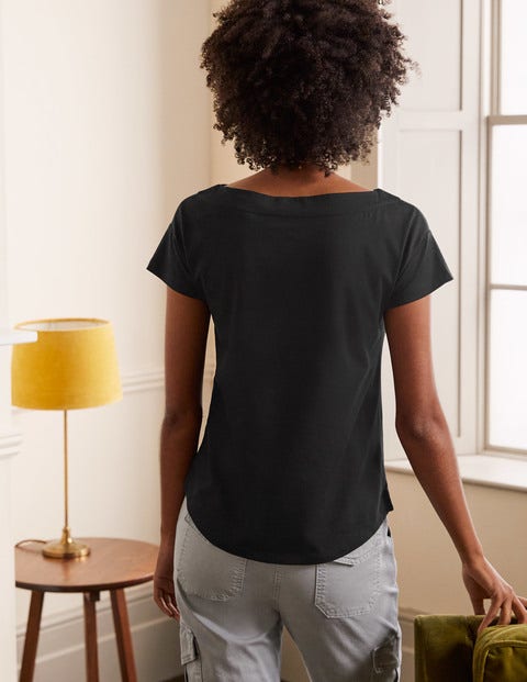 Supersoft Slash Neck Tee - Black Supersoft Slash Neck Tee - Black