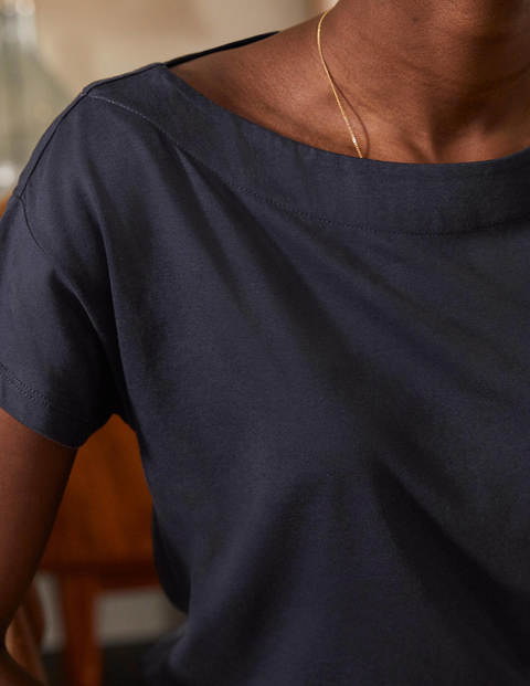 Superweiches T-Shirt mit U-Boot-Ausschnitt - Navy Superweiches T-Shirt mit U-Boot-Ausschnitt - Navy