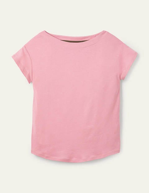 Superweiches T-Shirt mit U-Boot-Ausschnitt - Kirschblütenrosa Superweiches T-Shirt mit U-Boot-Ausschnitt - Kirschblütenrosa
