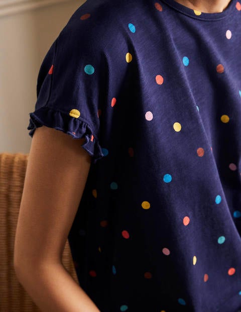 Faye Jersey T-shirt Dress - Navy, Polka Dot Faye Jersey T-shirt Dress - Navy, Polka Dot