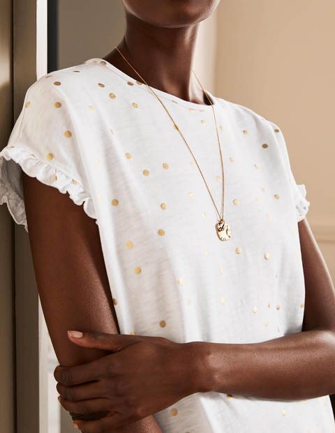 Faye Jersey T-shirt Dress - White, Gold Foil Spot Faye Jersey T-shirt Dress - White, Gold Foil Spot