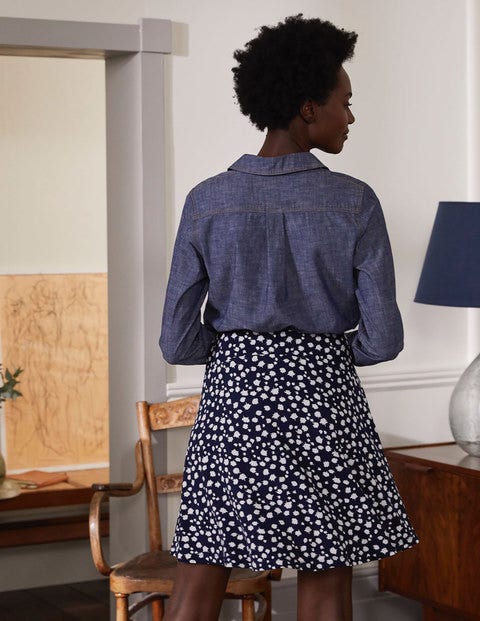 Julie Skirt - French Navy, Falling Bud Julie Skirt - French Navy, Falling Bud
