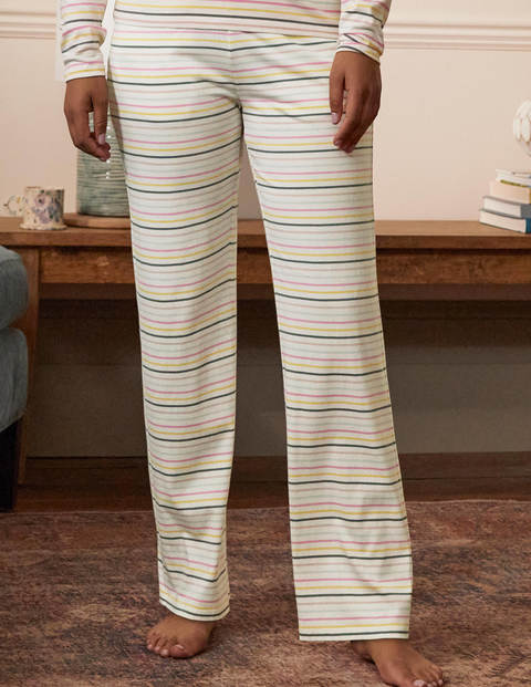Emma Pyjama Bottoms - Pale Lemon and Heath Stripe Emma Pyjama Bottoms - Pale Lemon and Heath Stripe