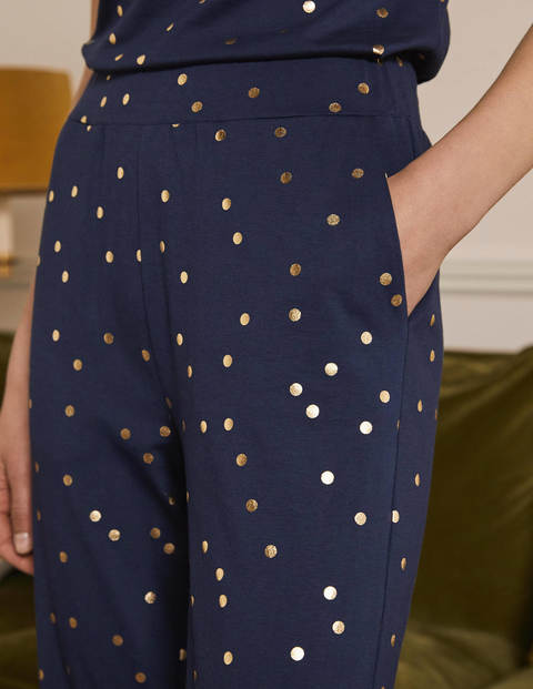 Pantalon de pyjama avec détail à la taille - Bleu marine, pois indisciplinés