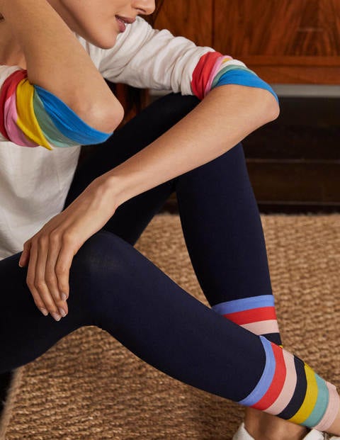 Favourite Leggings - Navy Rainbow Cuff Favourite Leggings - Navy Rainbow Cuff