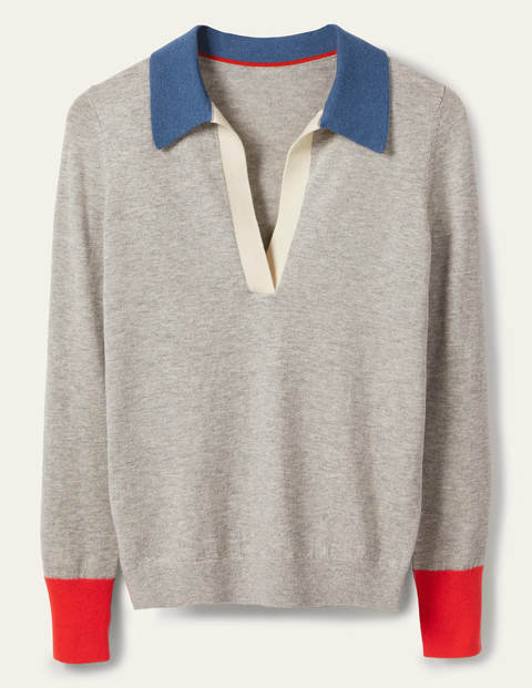 Pullover mit Kragen - Grau Melange Pullover mit Kragen - Grau Melange
