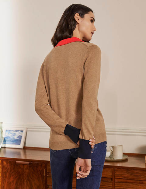 Pullover mit Kragen - Kamelbraun Melange Pullover mit Kragen - Kamelbraun Melange