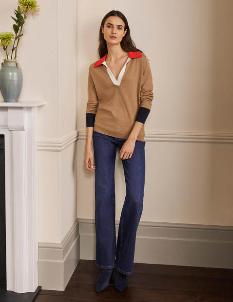 Pullover mit Kragen - Kamelbraun Melange Pullover mit Kragen - Kamelbraun Melange