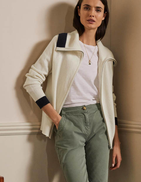 Collared Zip-up Cardigan - Ivory Collared Zip-up Cardigan - Ivory