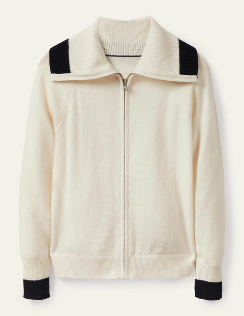 Collared Zip-up Cardigan - Ivory Collared Zip-up Cardigan - Ivory