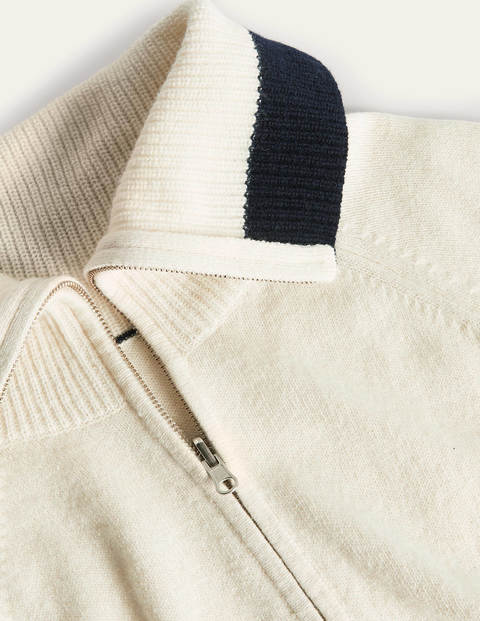Collared Zip-up Cardigan - Ivory Collared Zip-up Cardigan - Ivory