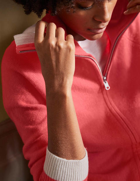 Cardigan mit Reißverschluss und Kragen - Kirschrot Cardigan mit Reißverschluss und Kragen - Kirschrot