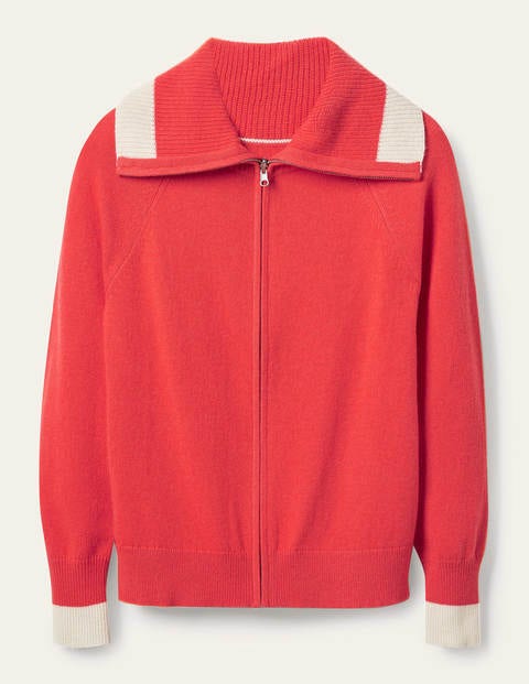 Cardigan mit Reißverschluss und Kragen - Kirschrot Cardigan mit Reißverschluss und Kragen - Kirschrot